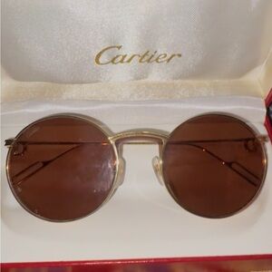 Cartier Gold Frame Sunglasses with Brown Lenses